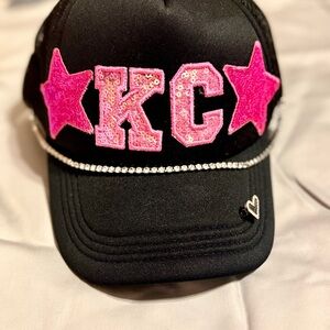 Black Cap with Pink Sequin KC Design